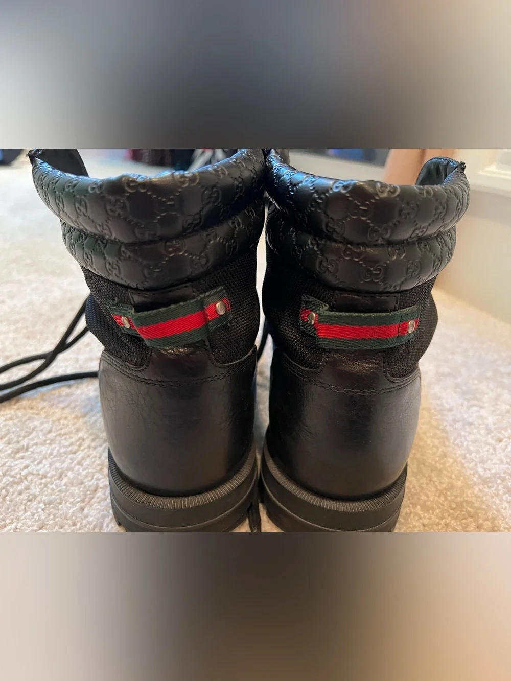 Gucci Black Quilted Leather Lace-Up Boots